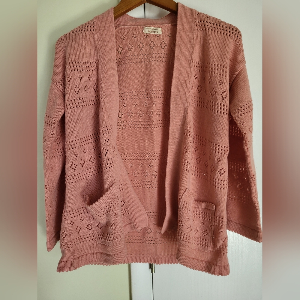 Pink Knitted Long Sleeve Cardigan Sz M